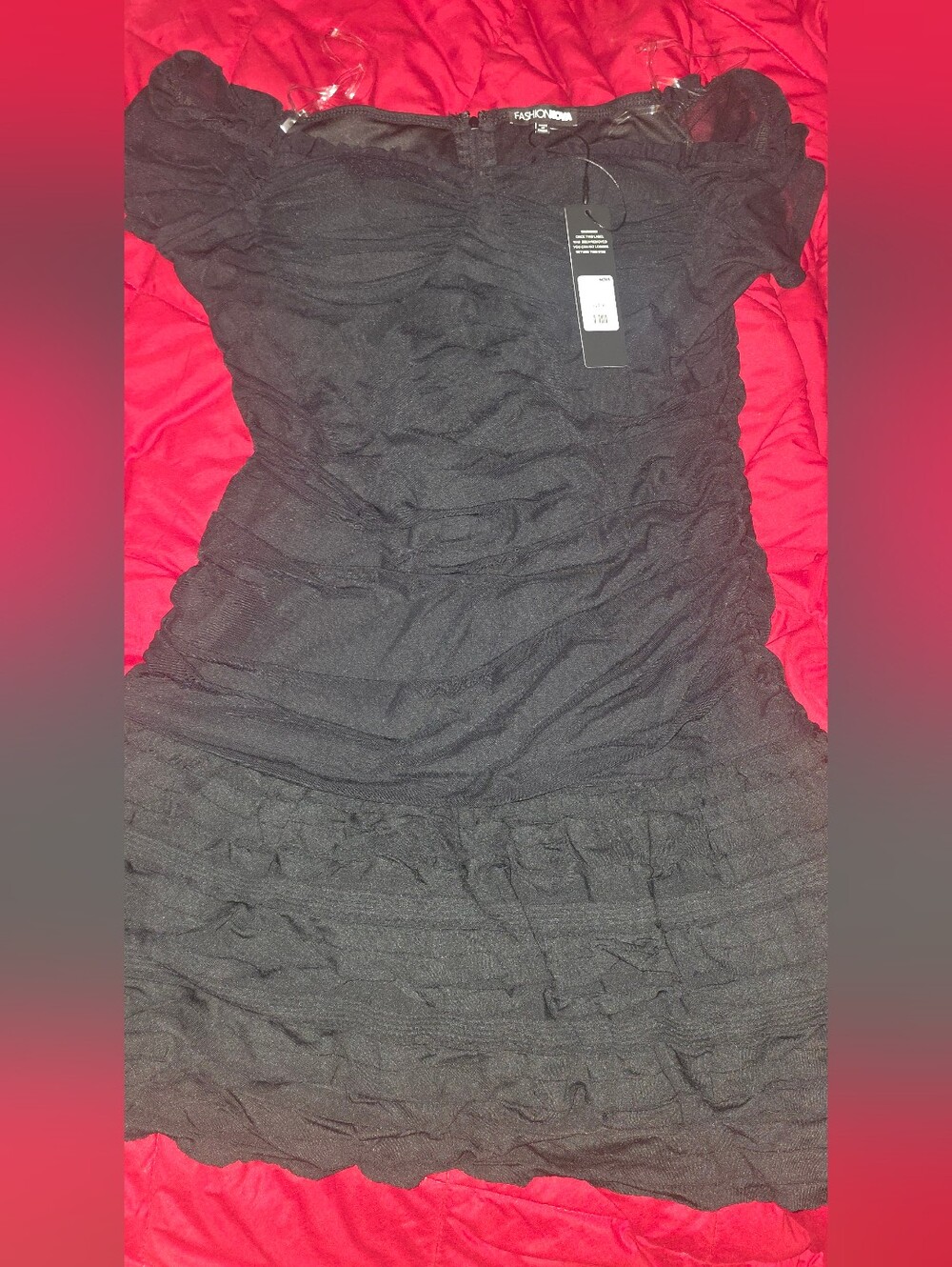 Fashion Nova Black Ruffle Mini Dress